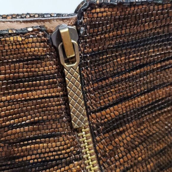 DONALD J. PLINER Swift Snake Embossed Brown Block Heel Ankle Booties Boots 9.5M - Picture 9 of 11